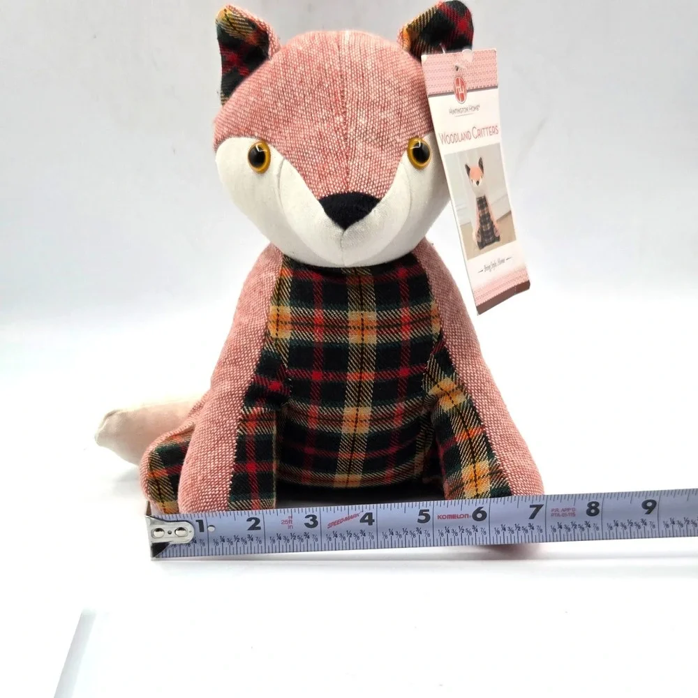NEW WITH TAGS Fox Doorstop Woodland Critters  Beanbag Red Plad  9.5 inch Country